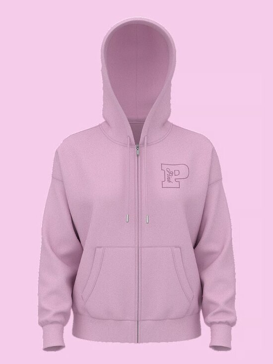 PINK Victoria's Secret Tops - PINK Campus Fleece™ Full-Zip Hoodie, Hushed Lilac - SIZE XL - NWT